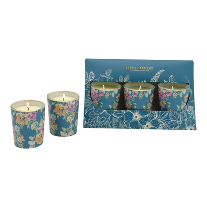 Floral dreams Glass Jar Candle Gift Set with Triangle Box SS51016-32 (3Pack)