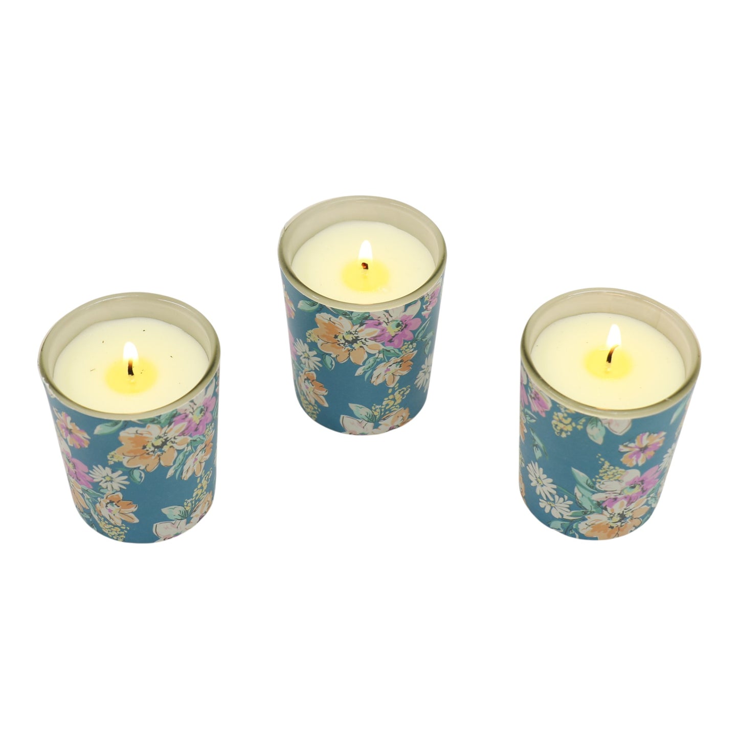 Floral dreams Glass Jar Candle Gift Set with Triangle Box SS51016-32 (3Pack)