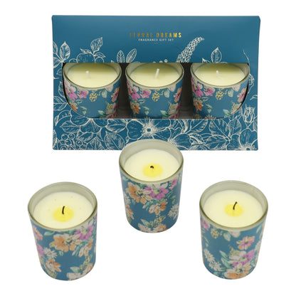 Floral dreams Glass Jar Candle Gift Set with Triangle Box SS51016-32 (3Pack)