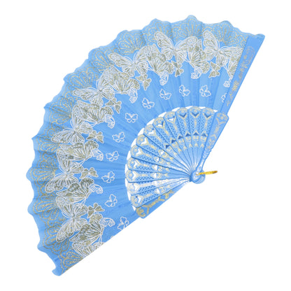Colorful Butterfly Floral Glitter Handheld Folding Fan FNSZ-01 (12PC)