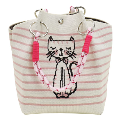 Cut Pink Cat Knitted Tote Bag SS51118-3 (3PC)