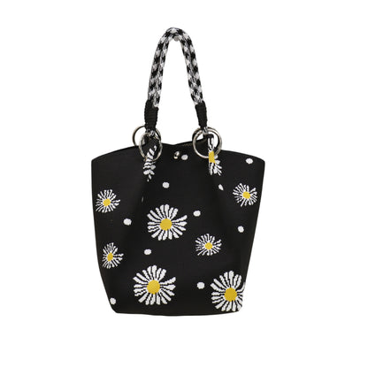 Daisy Pattern Cord Strap Knitted Tote  Bag SS51118-34 (3PC)