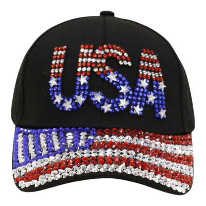 American Flag Rhinestone Studded CAP HA6323-6 (12PC)