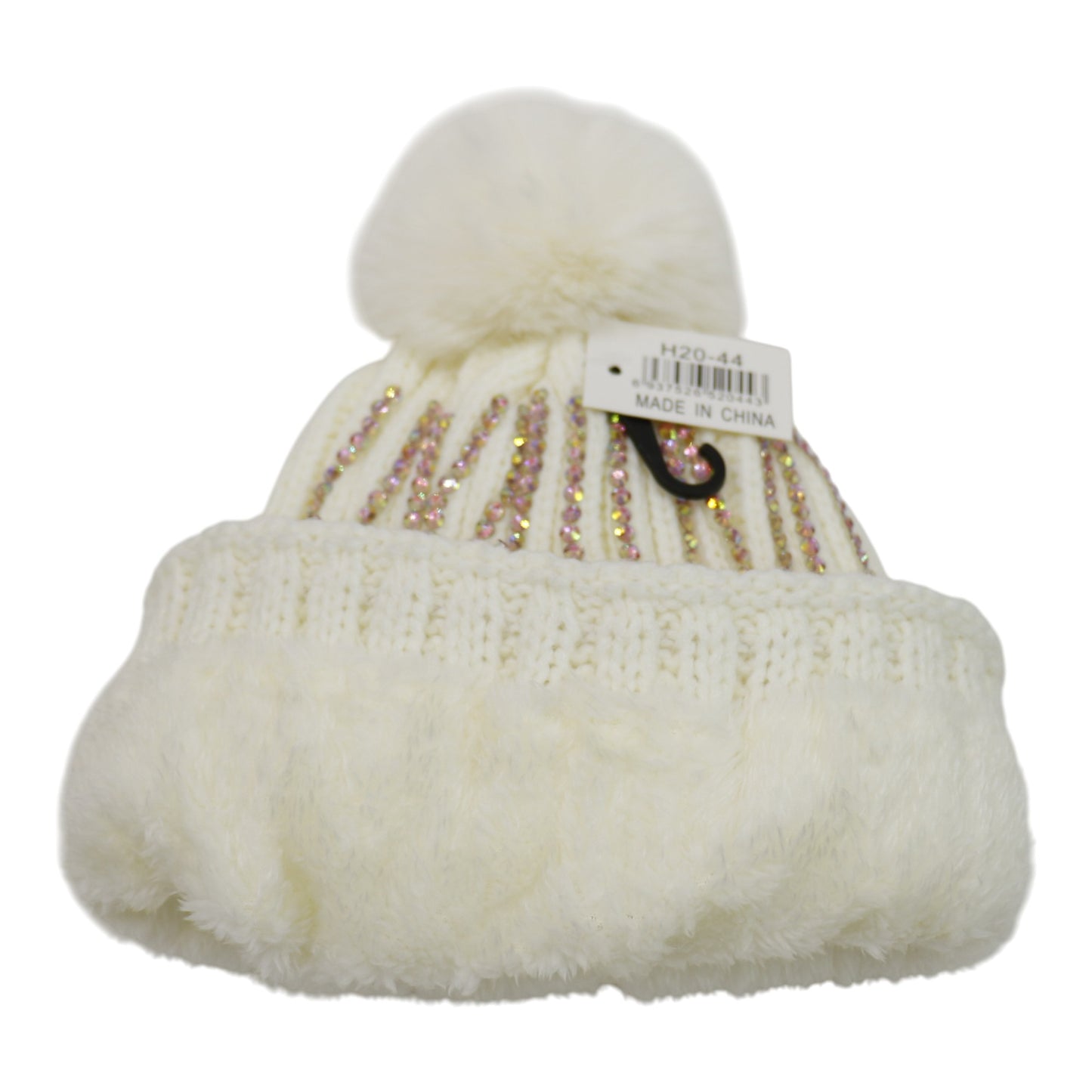 Pom Pom Rhinestone Decor Beanie H20-44. (12PC)