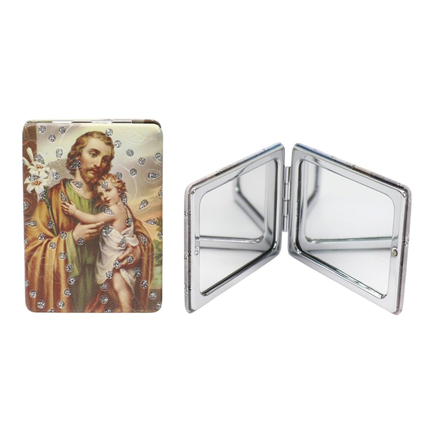 Religious Rectangular Glitter Compact Makeup Mirror JM6423-2 (12PC)