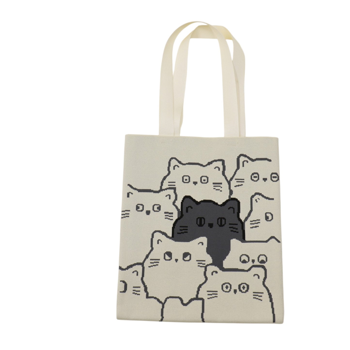 Cute Cat Pattern Knitted Tote Shoulder Bag JB6113-2 (12PC)