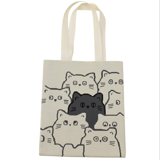 Cute Cat Pattern Knitted Tote Shoulder Bag JB6711-1 . (12PC)
