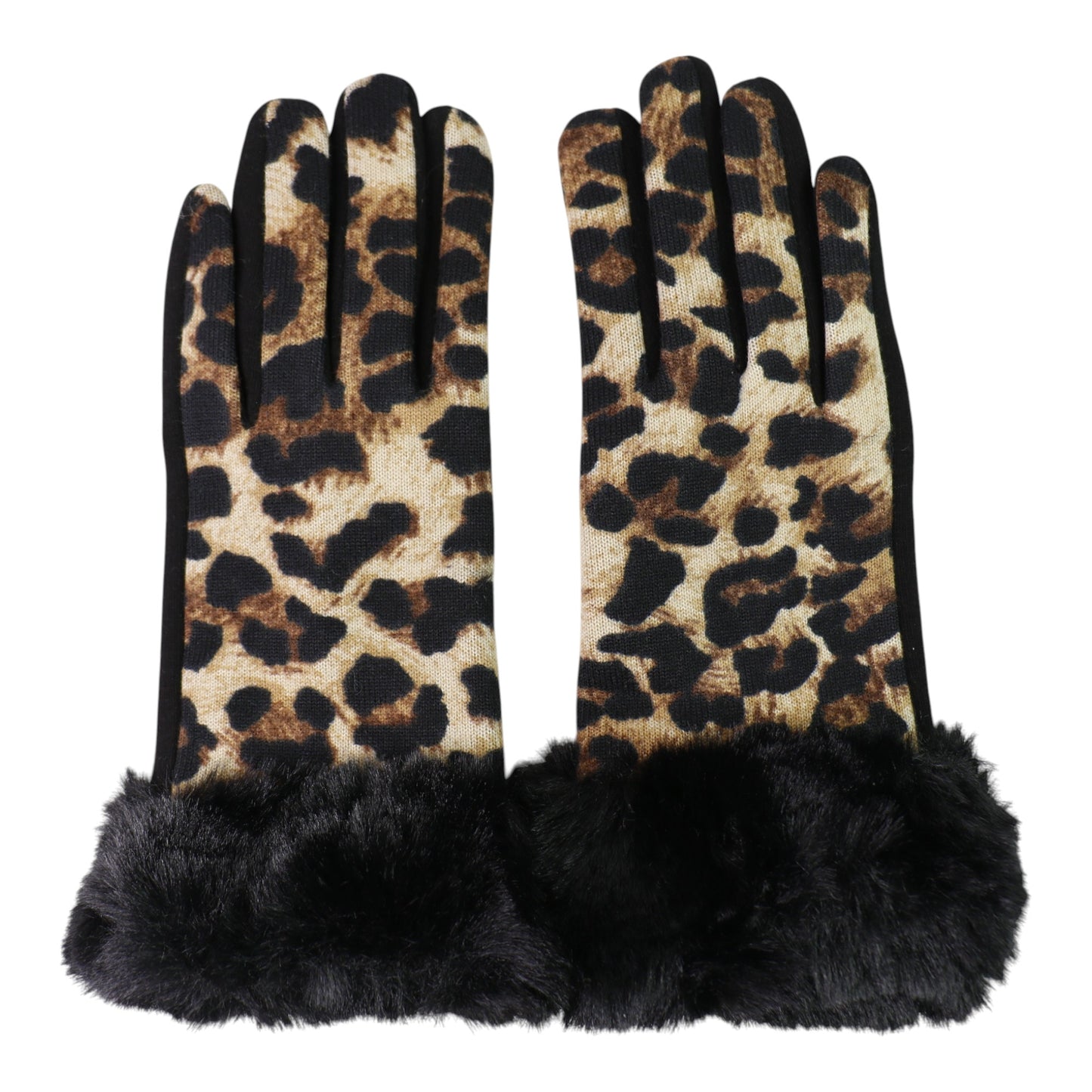 Women's Fur Leopard Pattern Gloves GL150.. (12PAIR)