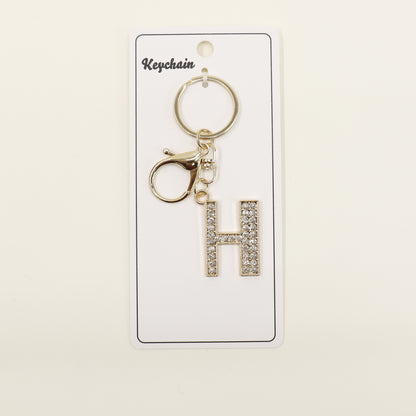 Rhinestone Alphabet Initial Letter Key Chain SS51011-32. (12PC)