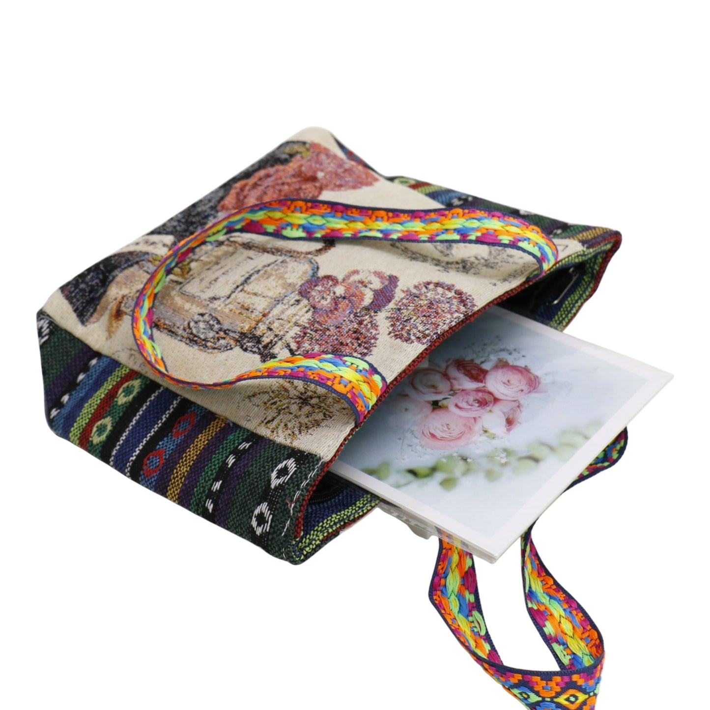 Bird Flower Embroidery Small Tote Shoulder Bag BG4107-16. (12PC)