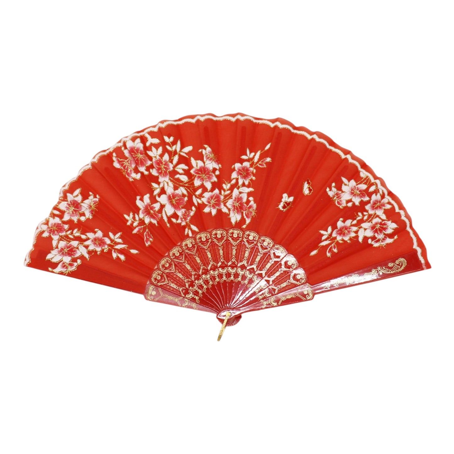Butterfly Floral Gold Glitter Colorful Hand Held Folding Fan JF6323-6 (12PC)