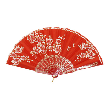 Butterfly Floral Gold Glitter Colorful Hand Held Folding Fan JF6323-6 (12PC)