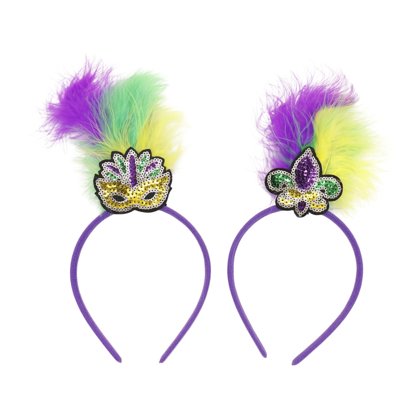 Mardi Gras Party Sequin Feather Headband SS51109-12(12PC)