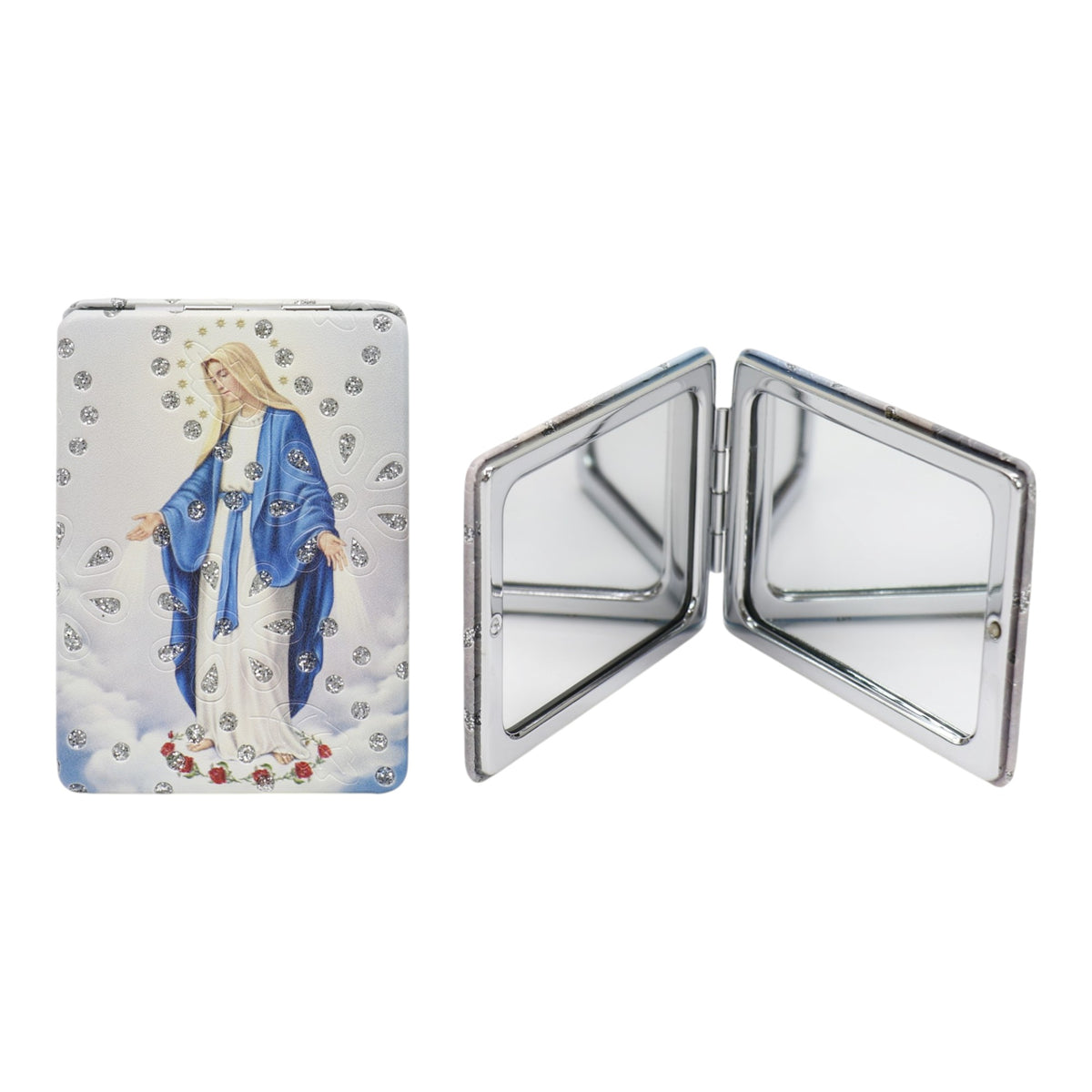 Religious Rectangular Glitter Compact Makeup Mirror JM6423-2 (12PC)
