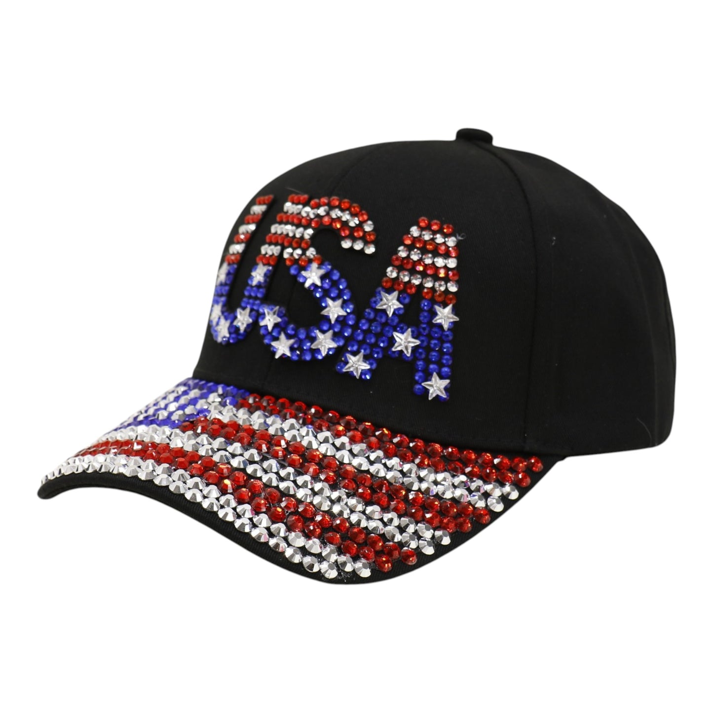 American Flag Rhinestone Studded CAP HA6323-6 (12PC)