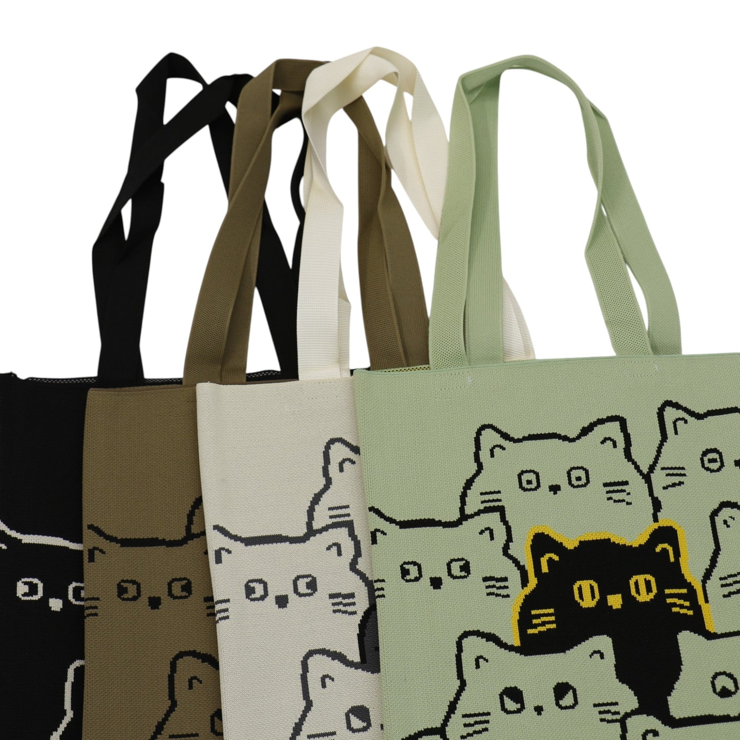 Cute Cat Pattern Knitted Tote Shoulder Bag JB6711-1 (12PC)