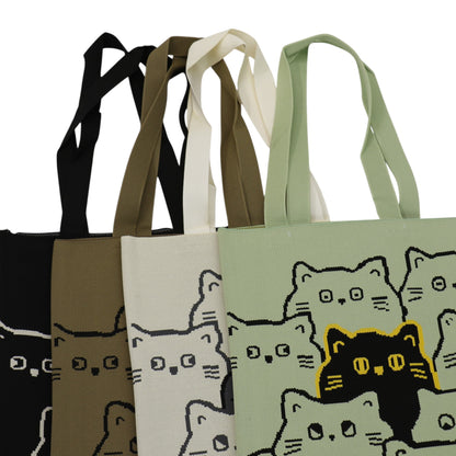 Cute Cat Pattern Knitted Tote Shoulder Bag JB6711-1 (12PC)