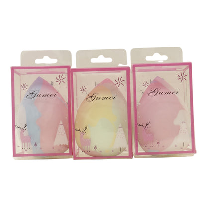 Teardrop-Shaped Makeup Sponge With A Pastel Marble Pattern 11486 (12PC)