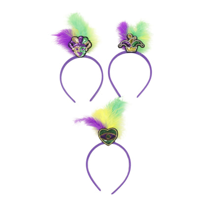 Mardi Gras Party Sequin Feather Headband SS51109-12(12PC)