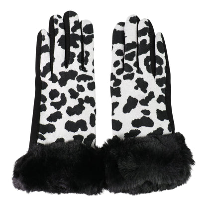 Women's Fur Leopard Pattern Gloves GL150.. (12PAIR)