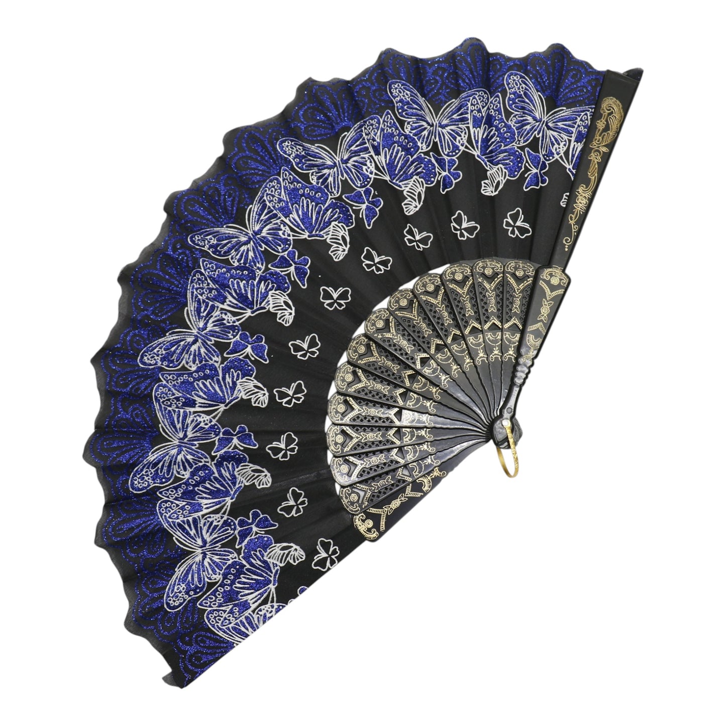 Butterfly Floral Glitter Handheld Folding Fan FNSZ09 (12PC)