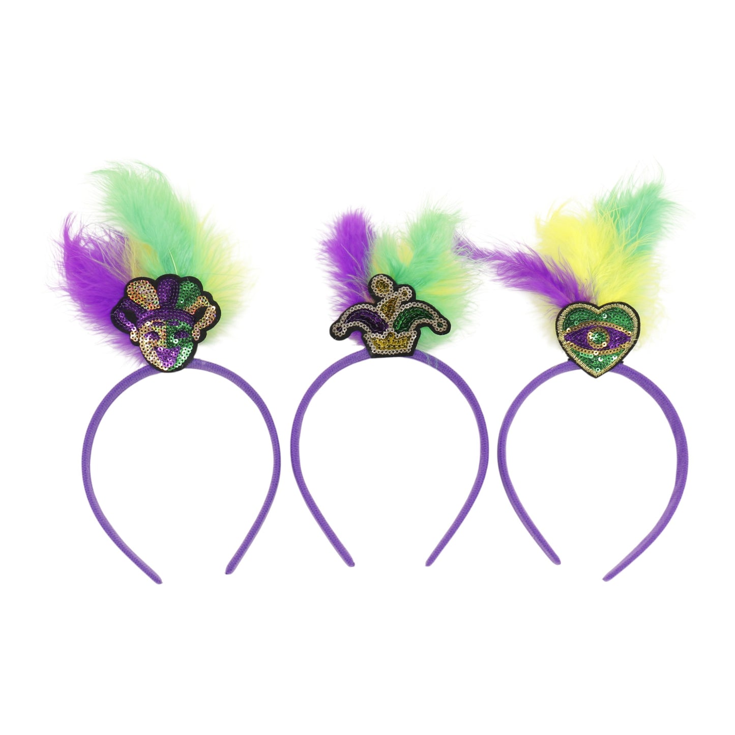 Mardi Gras Party Sequin Feather Headband SS51109-12(12PC)