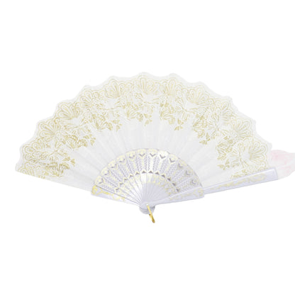 Colorful Gold Floral Glitter Handheld Folding Fan FN161AA (12PC)