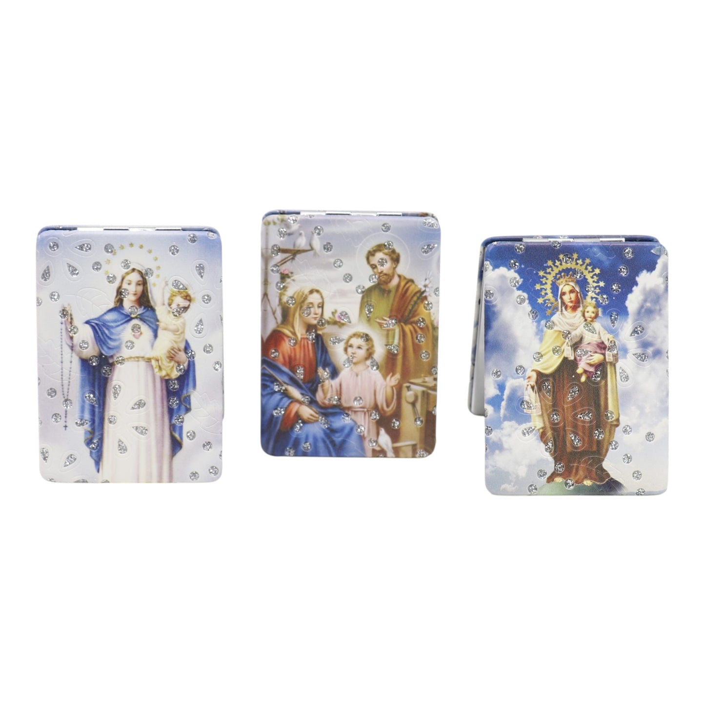 Religious Rectangular Glitter Compact Makeup Mirror JM6423-2 (12PC)