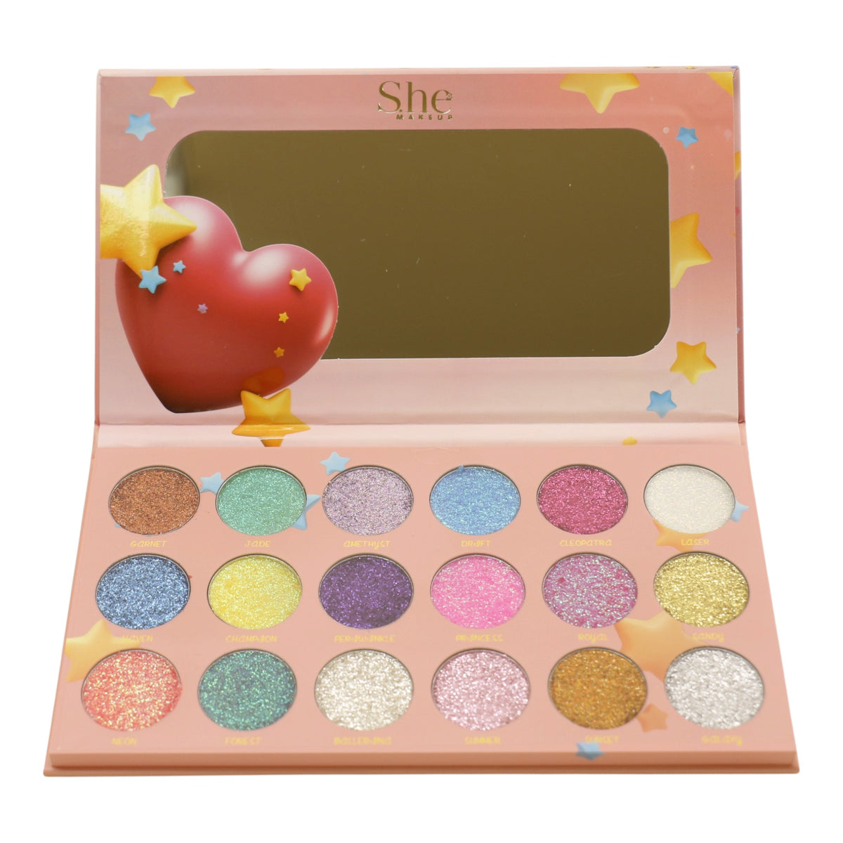 S. He 18 Color Pressed Glitter Palette PG02 (6PK)