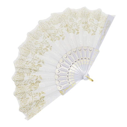 Colorful Butterfly Floral Glitter Handheld Folding Fan FNSZ-01 (12PC)
