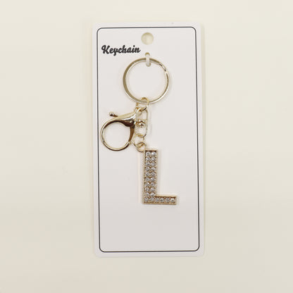 Rhinestone Alphabet Initial Letter Key Chain SS51011-32. (12PC)
