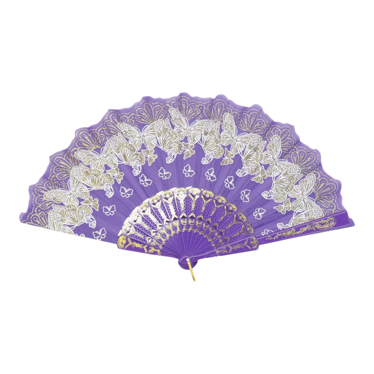 Colorful Gold Floral Glitter Handheld Folding Fan FN161AA (12PC)