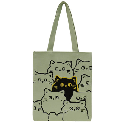 Cute Cat Pattern Knitted Tote Shoulder Bag JB6711-1 (12PC)