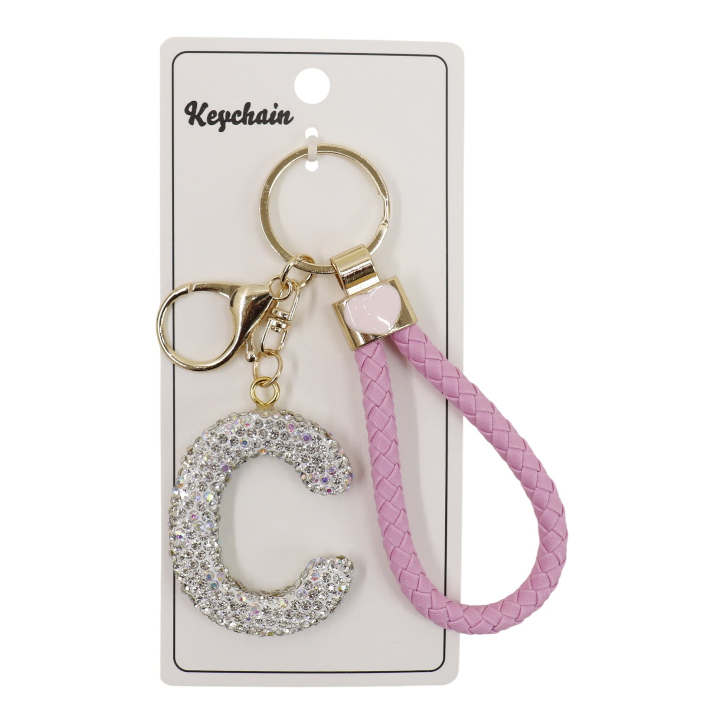 Rhinestone Alphabet Initial Letter Key Chain SS51011-40 (12PC)