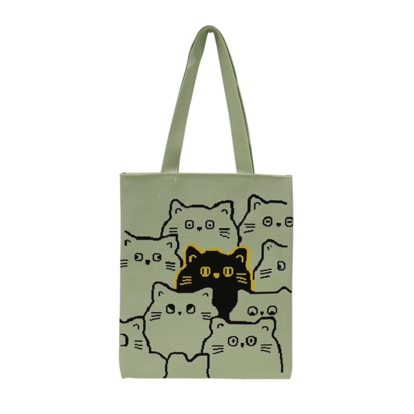 Cute Cat Pattern Knitted Tote Shoulder Bag JB6113-2 (12PC)