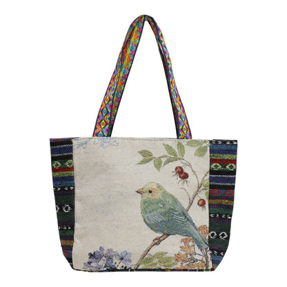 Bird Flower Embroidery Small Tote Shoulder Bag BG4107-16. (12PC)