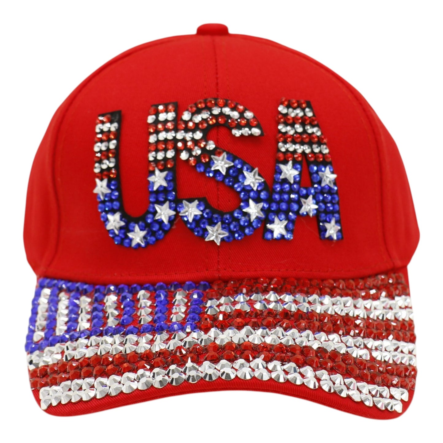 American Flag Rhinestone Studded CAP HA6323-6 (12PC)
