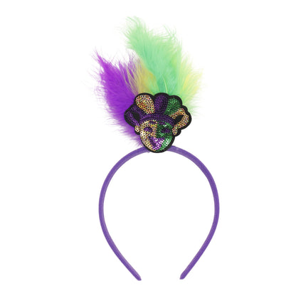 Mardi Gras Party Sequin Feather Headband SS51109-12(12PC)