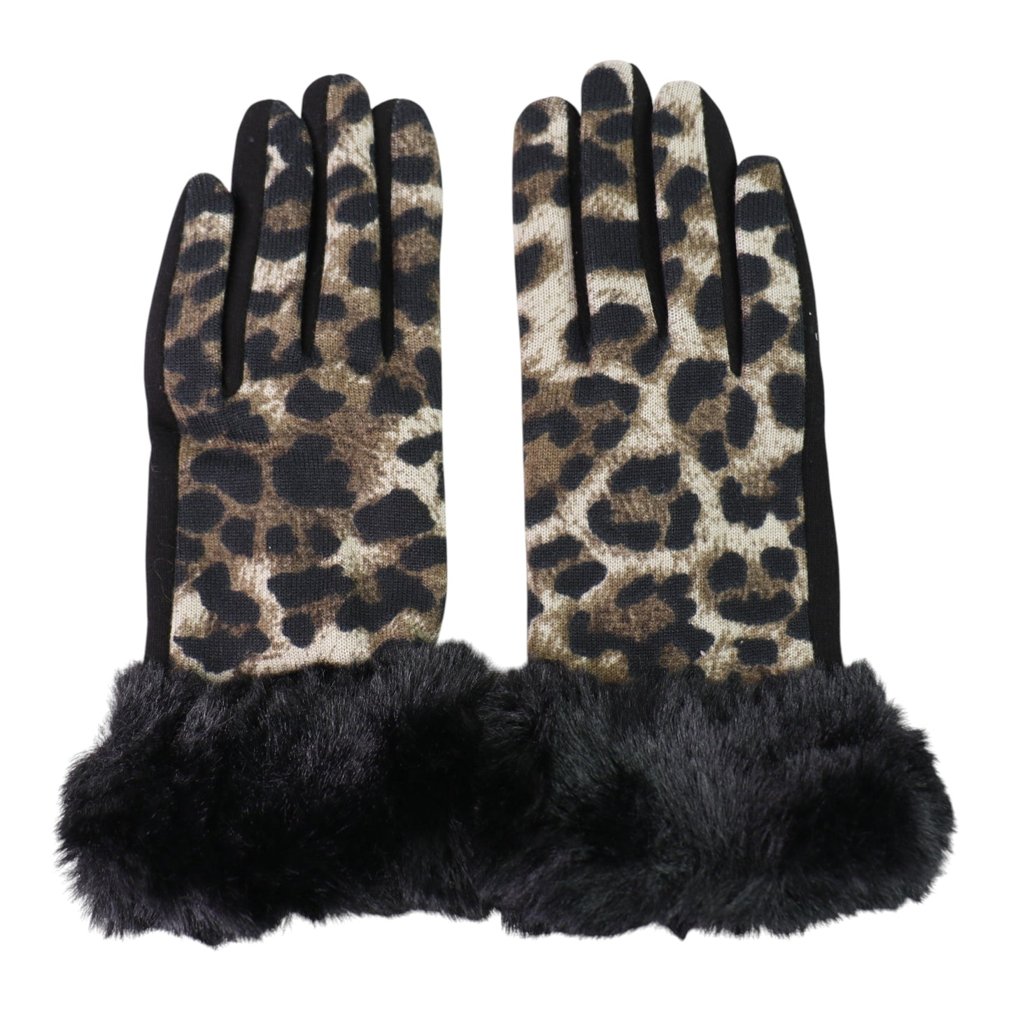 Women's Fur Leopard Pattern Gloves GL150.. (12PAIR)