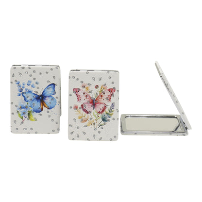 Butterfly Floral Rectangular Glitter Compact Makeup Mirror JM6423-16 (12PC)
