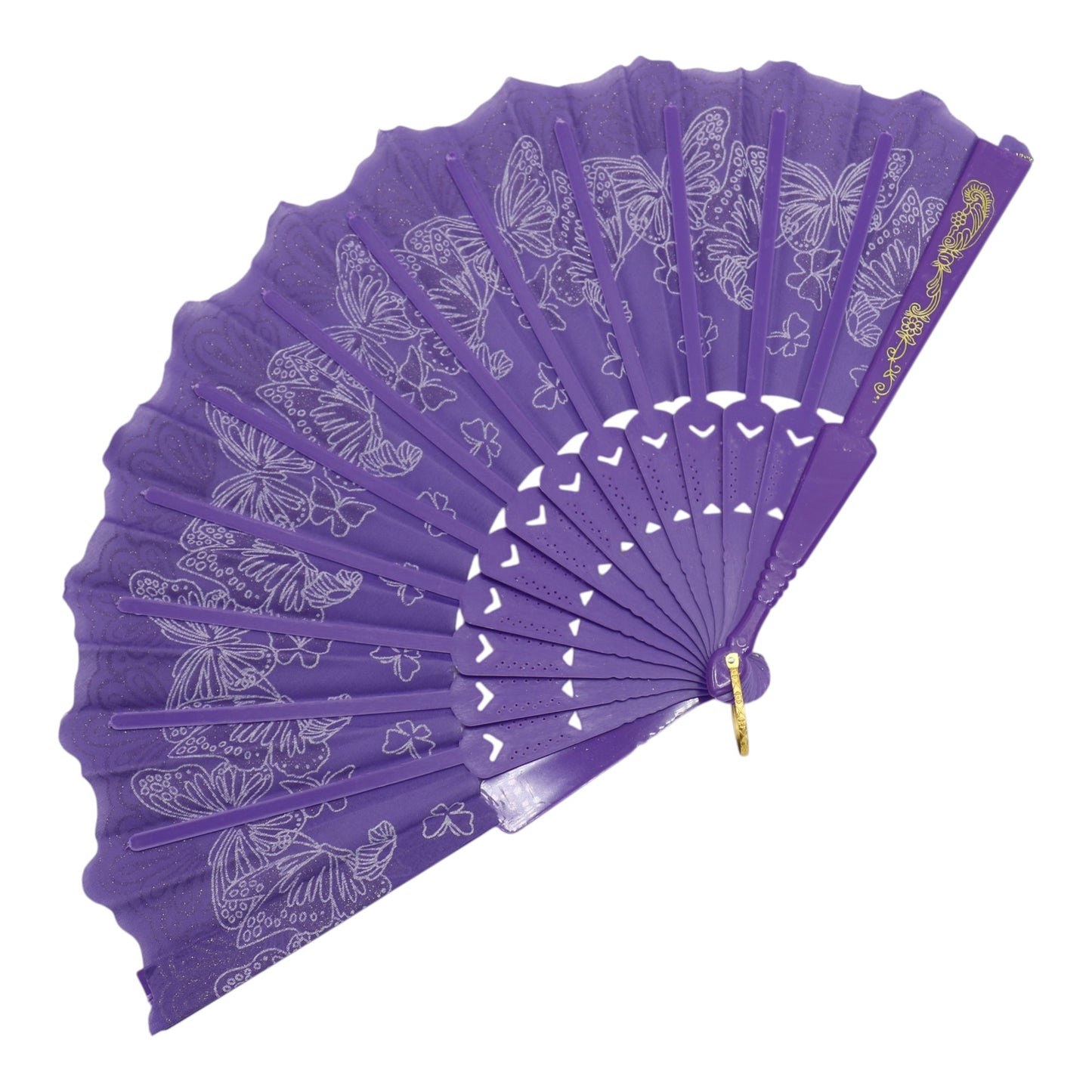 Colorful Butterfly Floral Glitter Handheld Folding Fan FNSZ-01 (12PC)