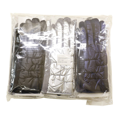 Women's Metallic Quilted Puffer Texting Gloves GL6830-16 (12PAIR)