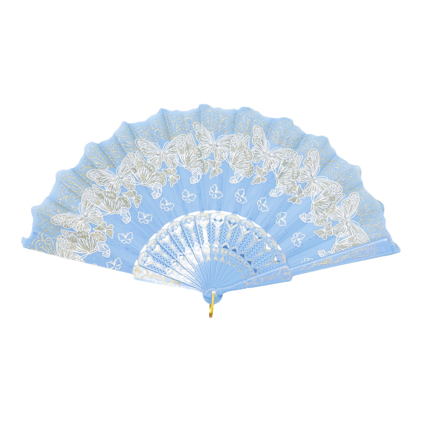 Colorful Gold Floral Glitter Handheld Folding Fan FN161AA (12PC)