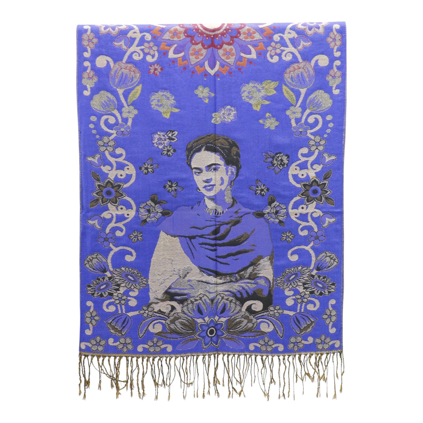 Metallic Pashmina Frida Kahlo SCF4814-1. (12pc)