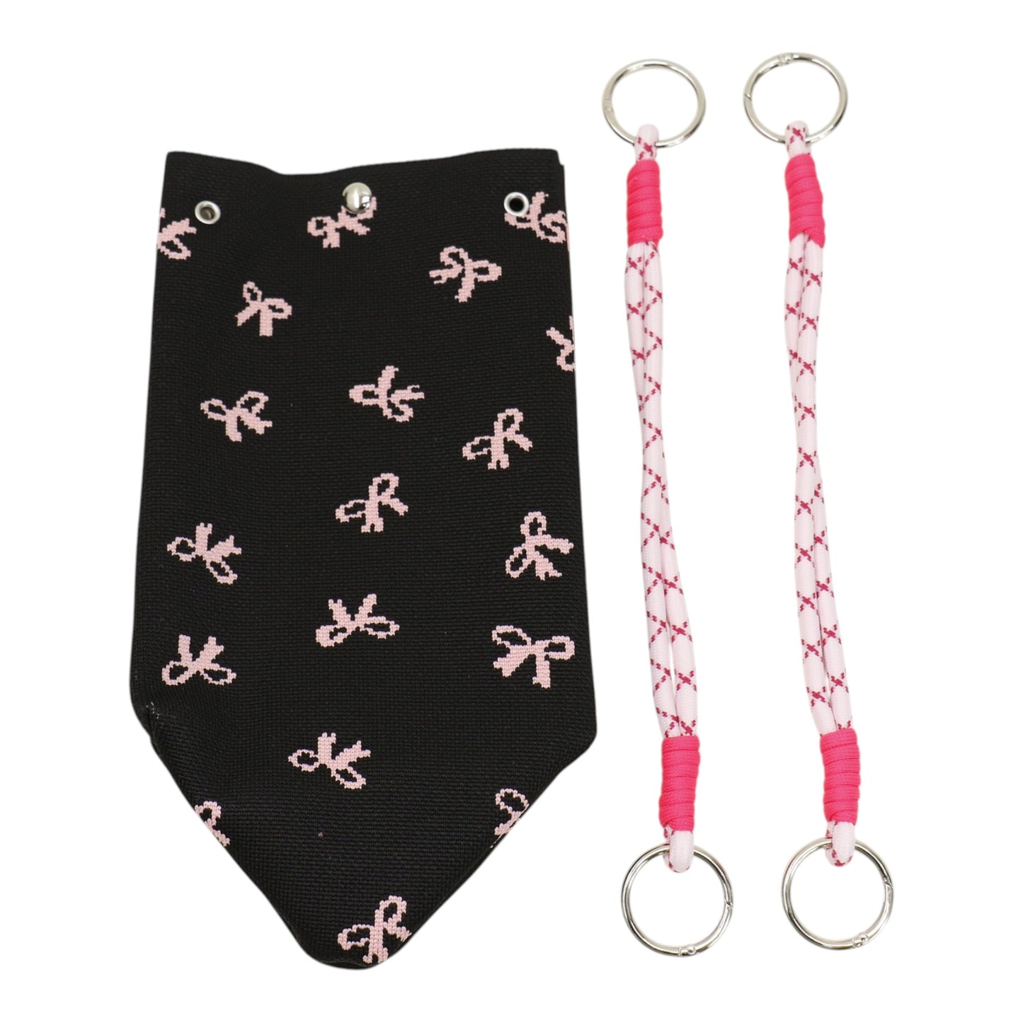 Pink Ribbon Pattern Cord Strap Knitted Tote Bag BG6313-4.(3PC)