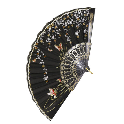 Butterfly Floral Gold Glitter Colorful Hand Held Folding Fan JF6323-6 (12PC)