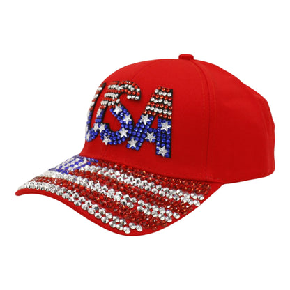American Flag Rhinestone Studded CAP HA6323-6 (12PC)