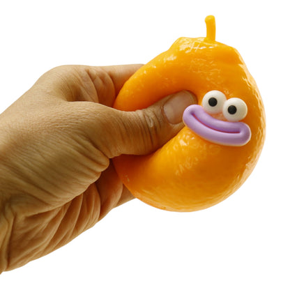Goofy Smile Orange Tangerine Fluffy Slime Filled TPR Squishy Toy JT6831-11 (12PC)