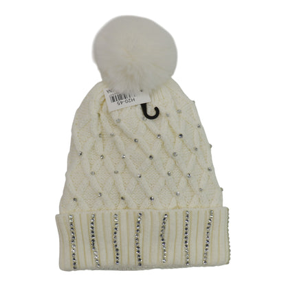 Pom Pom Rhinestone Decor Beanie H20-45. (12PC)