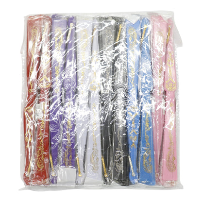Colorful Gold Floral Glitter Handheld Folding Fan FN161AA (12PC)